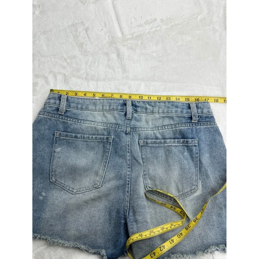 Time and Tru Womens High Rise Cut Off Denim Shorts Light Wash‎ Blue Size 14